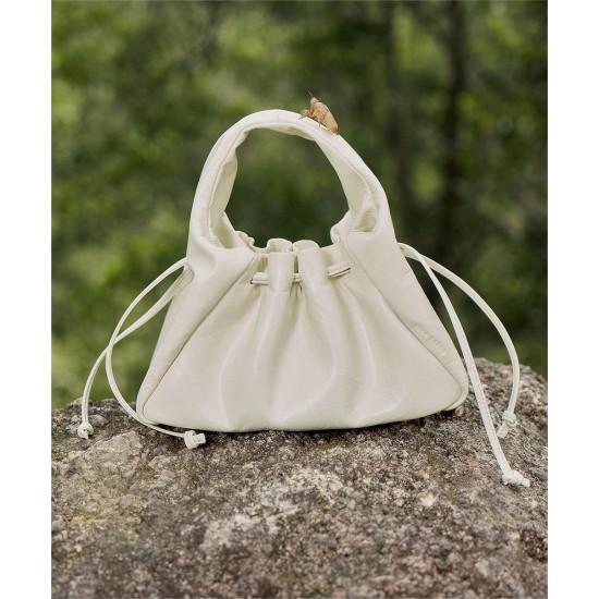 Scalloped small crossbody bag, pleated bag, textured drawstring leather shoulder bag - Memoo.com Scalloped small crossbody bag, pleated bag, textured drawstring leather shoulder bag - Memoo.com