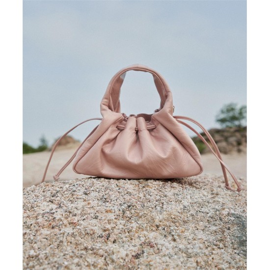 Scalloped small crossbody bag, pleated bag, textured drawstring leather shoulder bag - Memoo.com Scalloped small crossbody bag, pleated bag, textured drawstring leather shoulder bag - Memoo.com