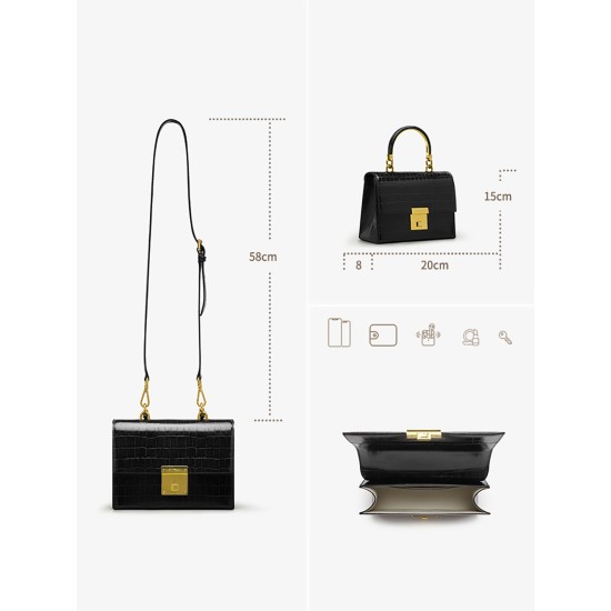 Crocodile texture hand-held small square bag leather womens bag - Memoo.com Crocodile texture hand-held small square bag leather womens bag - Memoo.com