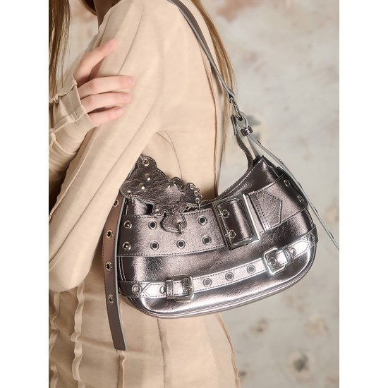 Handheld shoulder bag with wide shoulder strap, bear pendant, underarm bag, women's bag Handheld shoulder bag with wide shoulder strap, bear pendant, underarm bag, women's bag