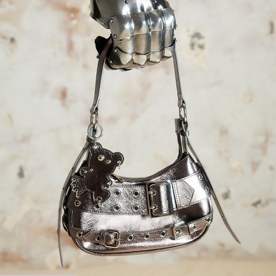 Handheld shoulder bag with wide shoulder strap, bear pendant, underarm bag, women's bag Handheld shoulder bag with wide shoulder strap, bear pendant, underarm bag, women's bag