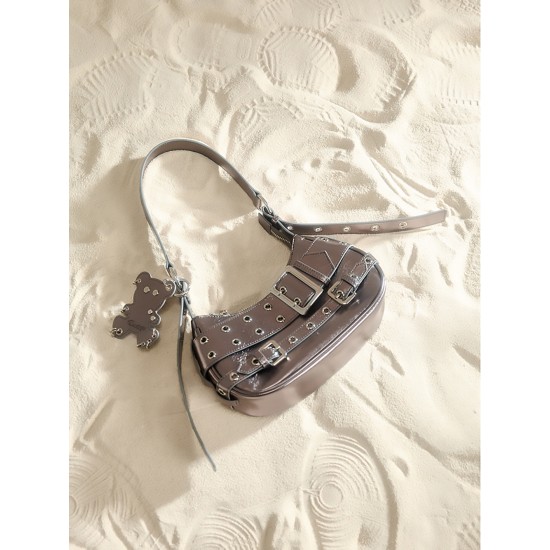 Handheld shoulder bag with wide shoulder strap, bear pendant, underarm bag, women's bag Handheld shoulder bag with wide shoulder strap, bear pendant, underarm bag, women's bag