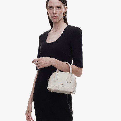 Leather shoulder bag, crossbody bag, shell bag