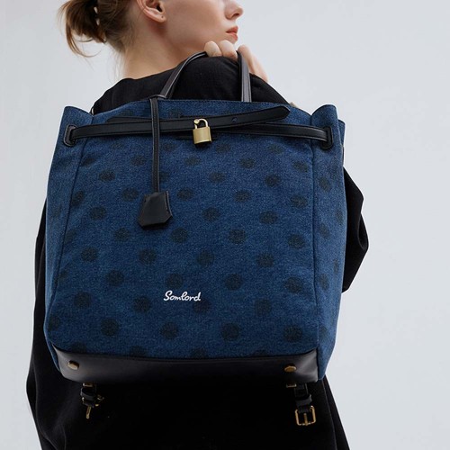 Backpack bag original niche vintage backpack denim commuter women's bag