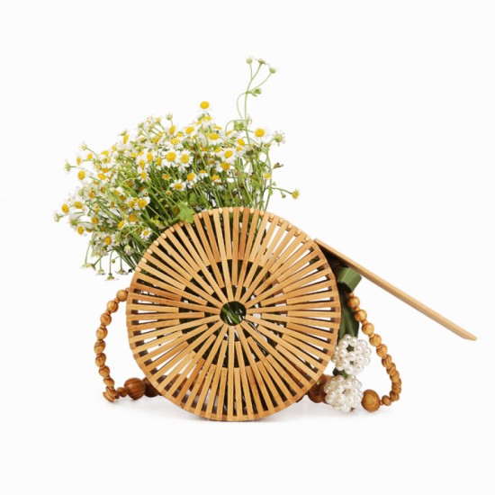 Women's bag: bamboo bag, straw bag, small round shoulder bag Women's bag: bamboo bag, straw bag, small round shoulder bag