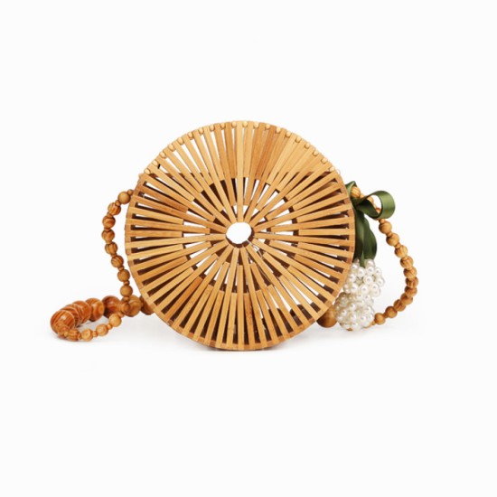 Women's bag: bamboo bag, straw bag, small round shoulder bag Women's bag: bamboo bag, straw bag, small round shoulder bag