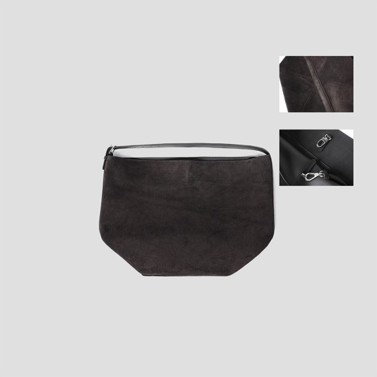 Cowhide fleece one-shoulder diagonal black tote bag for women - Memoo.com Cowhide fleece one-shoulder diagonal black tote bag for women - Memoo.com