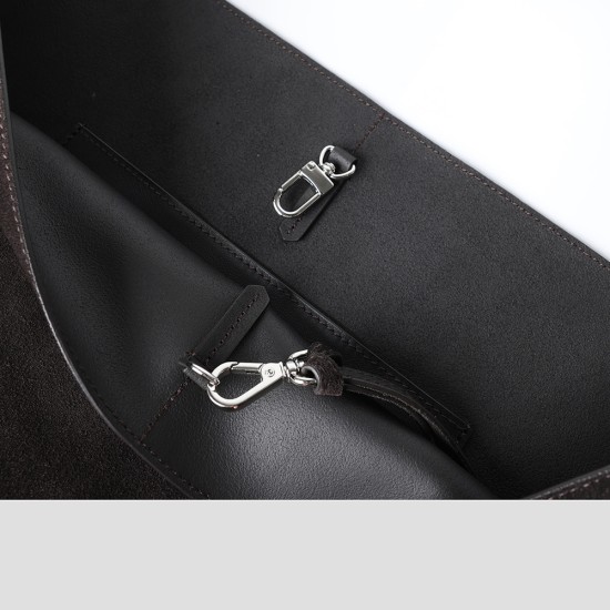 Cowhide fleece one-shoulder diagonal black tote bag for women - Memoo.com Cowhide fleece one-shoulder diagonal black tote bag for women - Memoo.com
