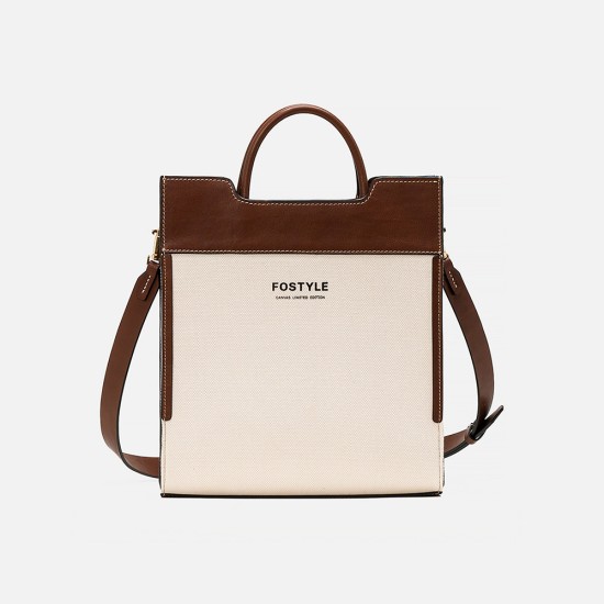 Canvas cowhide business Tote bag Commuter women's leather Canvas cowhide business Tote bag Commuter women's leather