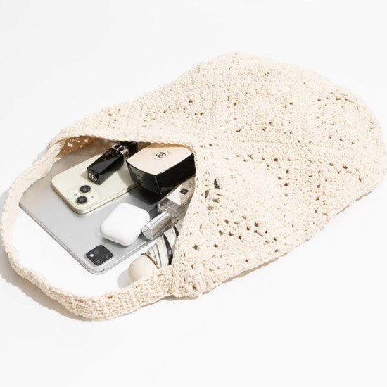 Woven bag Crochet shoulder bag Mori Hollow cotton thread beach bag Holiday Tote bag - Memoo.com Woven bag Crochet shoulder bag Mori Hollow cotton thread beach bag Holiday Tote bag - Memoo.com