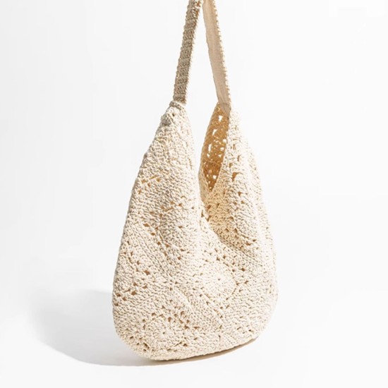Woven bag Crochet shoulder bag Mori Hollow cotton thread beach bag Holiday Tote bag - Memoo.com Woven bag Crochet shoulder bag Mori Hollow cotton thread beach bag Holiday Tote bag - Memoo.com