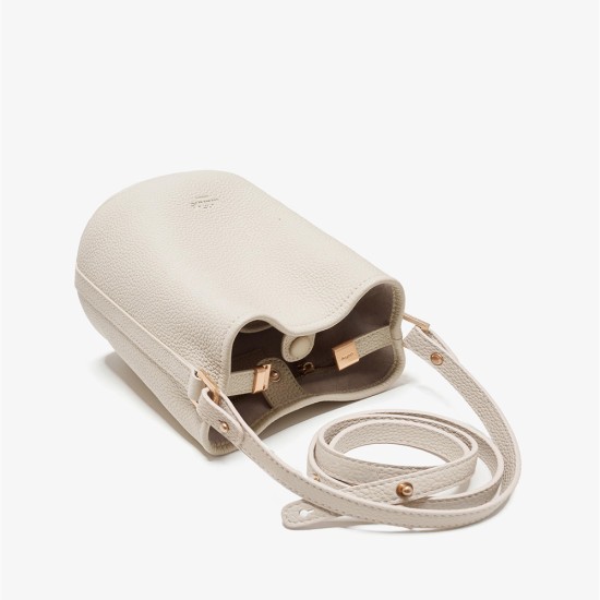 Leather bucket bag crossbody bag white shoulder bag for women - Memoo.com Leather bucket bag crossbody bag white shoulder bag for women - Memoo.com