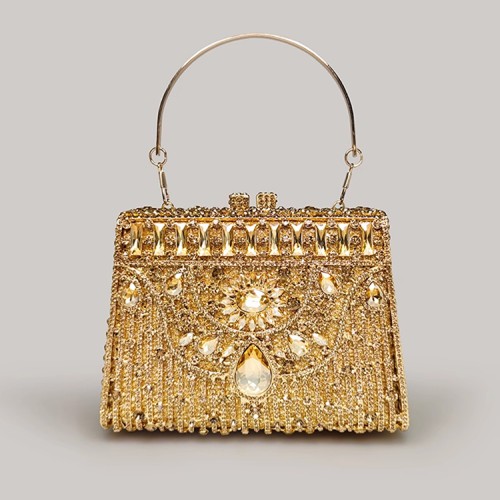 Evening Bag Gold Rhinestone Clutch Bag  Women's Handbag Chain Crossbody Bag