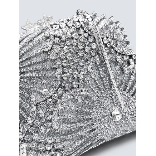 Silver Evening Bag Handheld Bag Box Clutch Rhinestone Clutch Silver Evening Bag Handheld Bag Box Clutch Rhinestone Clutch