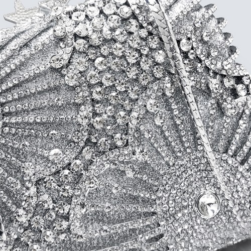 Silver Evening Bag Handheld Bag Box Clutch Rhinestone Clutch