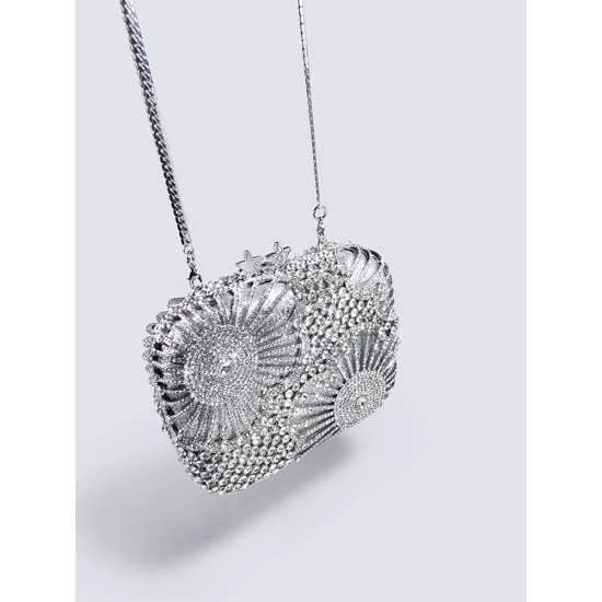 Silver Evening Bag Handheld Bag Box Clutch Rhinestone Clutch - Memoo.com Silver Evening Bag Handheld Bag Box Clutch Rhinestone Clutch - Memoo.com