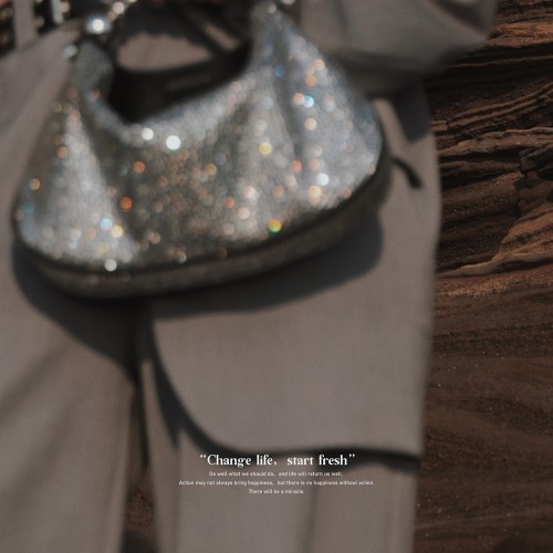 White Diamond Beaded Handbag, Dumpling Bag