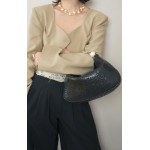 Black Diamond Beaded Handbag, Dumpling Bag