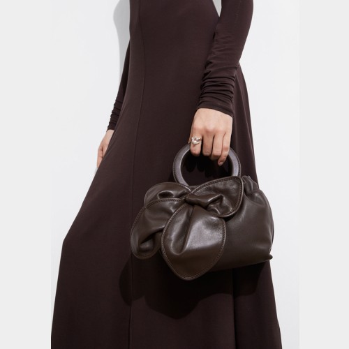 Leather floral clutch