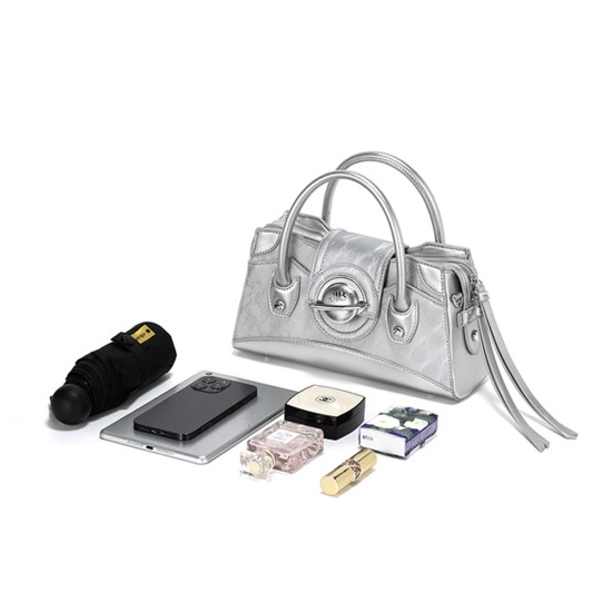 Silver crossbody bag, female niche design handbag - Memoo.com Silver crossbody bag, female niche design handbag - Memoo.com