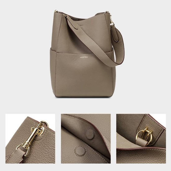First layer cowhide vegetable basket bucket bag leather shoulder bag inner bag - Memoo.com First layer cowhide vegetable basket bucket bag leather shoulder bag inner bag - Memoo.com