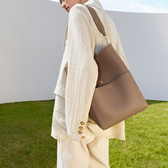 First layer cowhide vegetable basket bucket bag leather shoulder bag inner bag - Memoo.com First layer cowhide vegetable basket bucket bag leather shoulder bag inner bag - Memoo.com