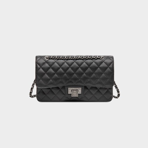 Female Baotou layer cowhide black small fragrant wind diamond check chain bag crossbody bag Female Baotou layer cowhide black small fragrant wind diamond check chain bag crossbody bag