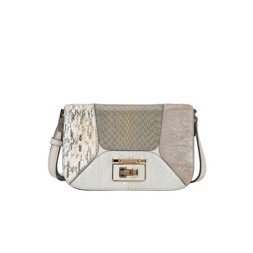 Crossbody bag, patchwork leather, silver shoulder bag, commuting bag Crossbody bag, patchwork leather, silver shoulder bag, commuting bag