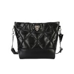 Leather diamond grid chain bucket bag crossbody bag