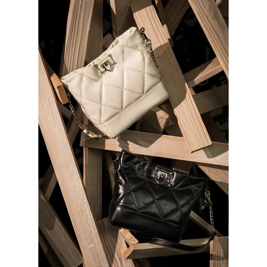 Leather diamond grid chain bucket bag crossbody bag - Memoo.com Leather diamond grid chain bucket bag crossbody bag - Memoo.com