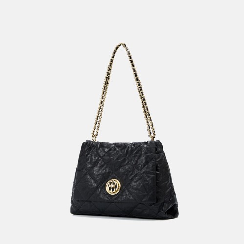 Cowhide diamond chain Bag Women's pleated bag large capacity single shoulder crossbody bag Cowhide diamond chain Bag Women's pleated bag large capacity single shoulder crossbody bag
