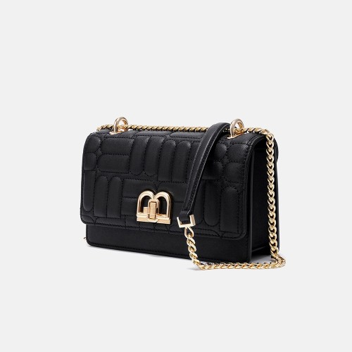 Leather metal chain small square bag single shoulder crossbody armpit bag woman Leather metal chain small square bag single shoulder crossbody armpit bag woman