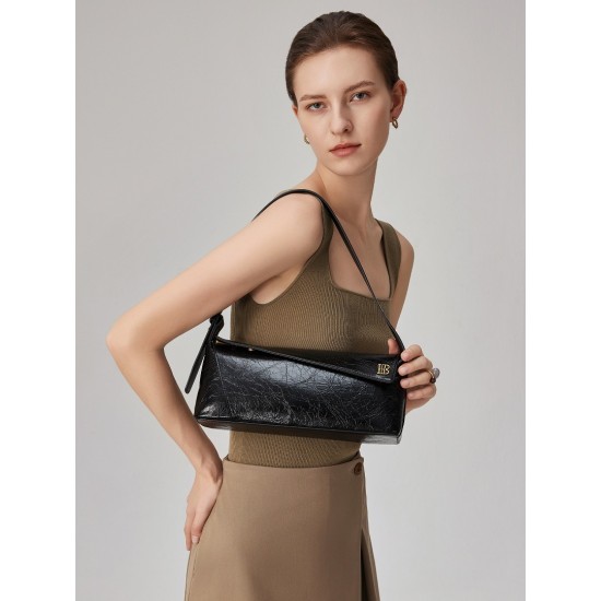 Super soft leather baguette oil wax leather underarm crossbody bag - Memoo.com Super soft leather baguette oil wax leather underarm crossbody bag - Memoo.com