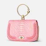 Python skin women's handbag, chain crossbody bag
