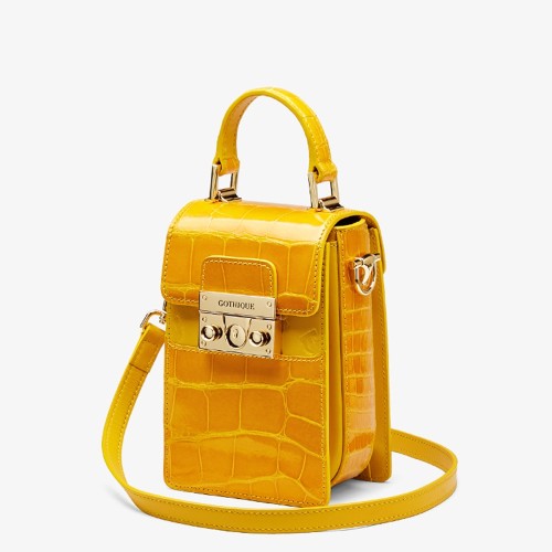 High gloss crocodile leather women's bag, mobile phone bag, women's crossbody mobile phone bag