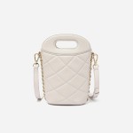 Genuine leather sheepskin small bag, fragrant wind diamond grid chain small handbag, water bucket bag