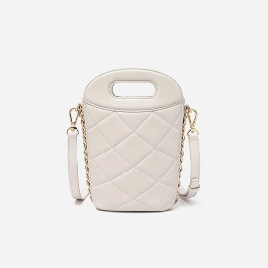 Genuine leather sheepskin small bag, fragrant wind diamond grid chain small handbag, water bucket bag - Memoo.com Genuine leather sheepskin small bag, fragrant wind diamond grid chain small handbag, water bucket bag - Memoo.com