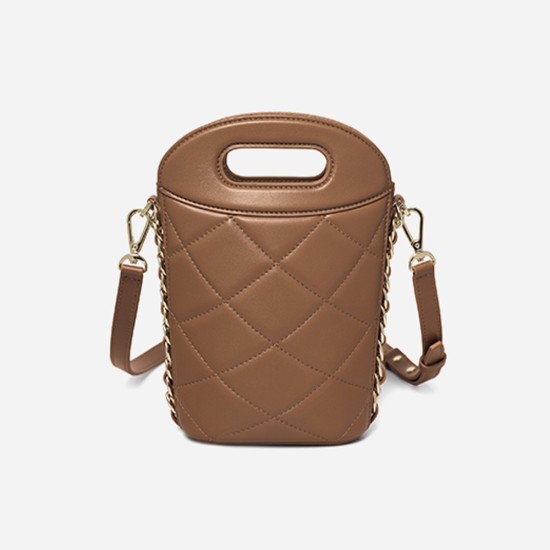 Genuine leather sheepskin small bag, fragrant wind diamond grid chain small handbag, water bucket bag - Memoo.com Genuine leather sheepskin small bag, fragrant wind diamond grid chain small handbag, water bucket bag - Memoo.com