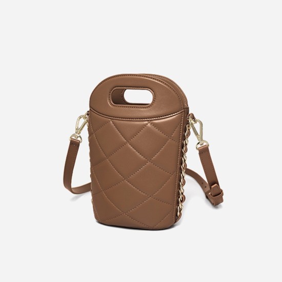 Genuine leather sheepskin small bag, fragrant wind diamond grid chain small handbag, water bucket bag - Memoo.com Genuine leather sheepskin small bag, fragrant wind diamond grid chain small handbag, water bucket bag - Memoo.com