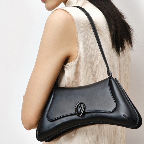 Autumn new black cowhide leather covered single piece handbag Autumn new black cowhide leather covered single piece handbag