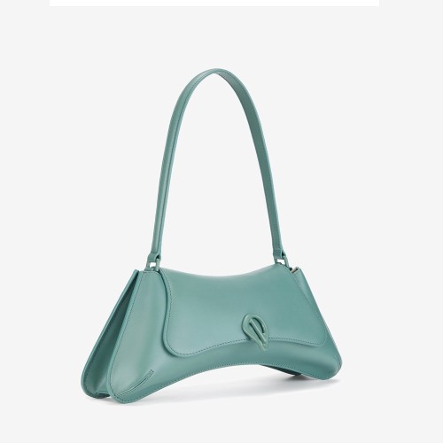 Green cowhide covered single piece handbag Green cowhide covered single piece handbag