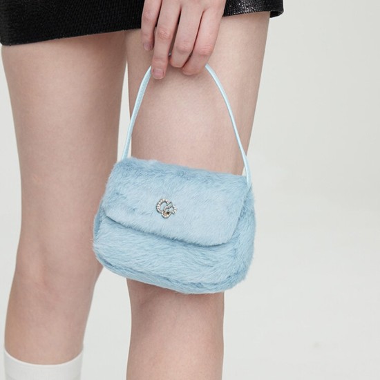 Toast bag, small fur handbag, hand-held small square womens bag - Memoo.com Toast bag, small fur handbag, hand-held small square womens bag - Memoo.com
