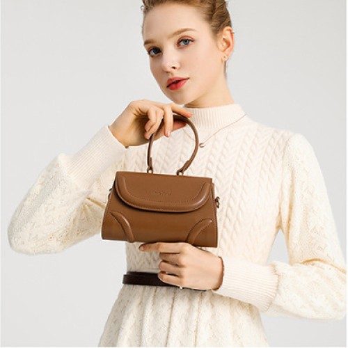 Original women's bag made of genuine leather and cowhide cylindrical bag