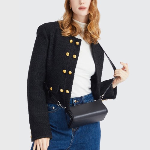 Leather triangle bag, personalized commuting fashion, genuine leather women's bag