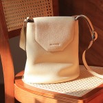 Cowhide top layer single shoulder crossbody bucket bag retro
